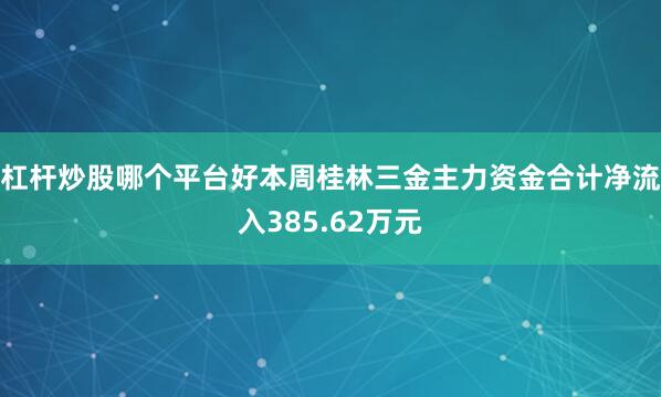 杠杆炒股哪个平台好本周桂林三金主力资金合计净流入385.62万元